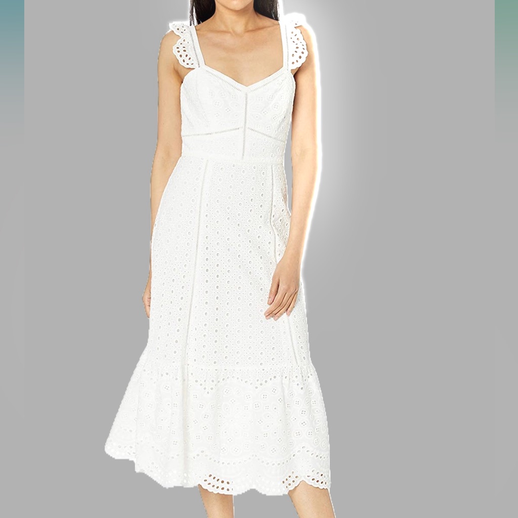 Parker Ivory Embroidered Eyelet Dress